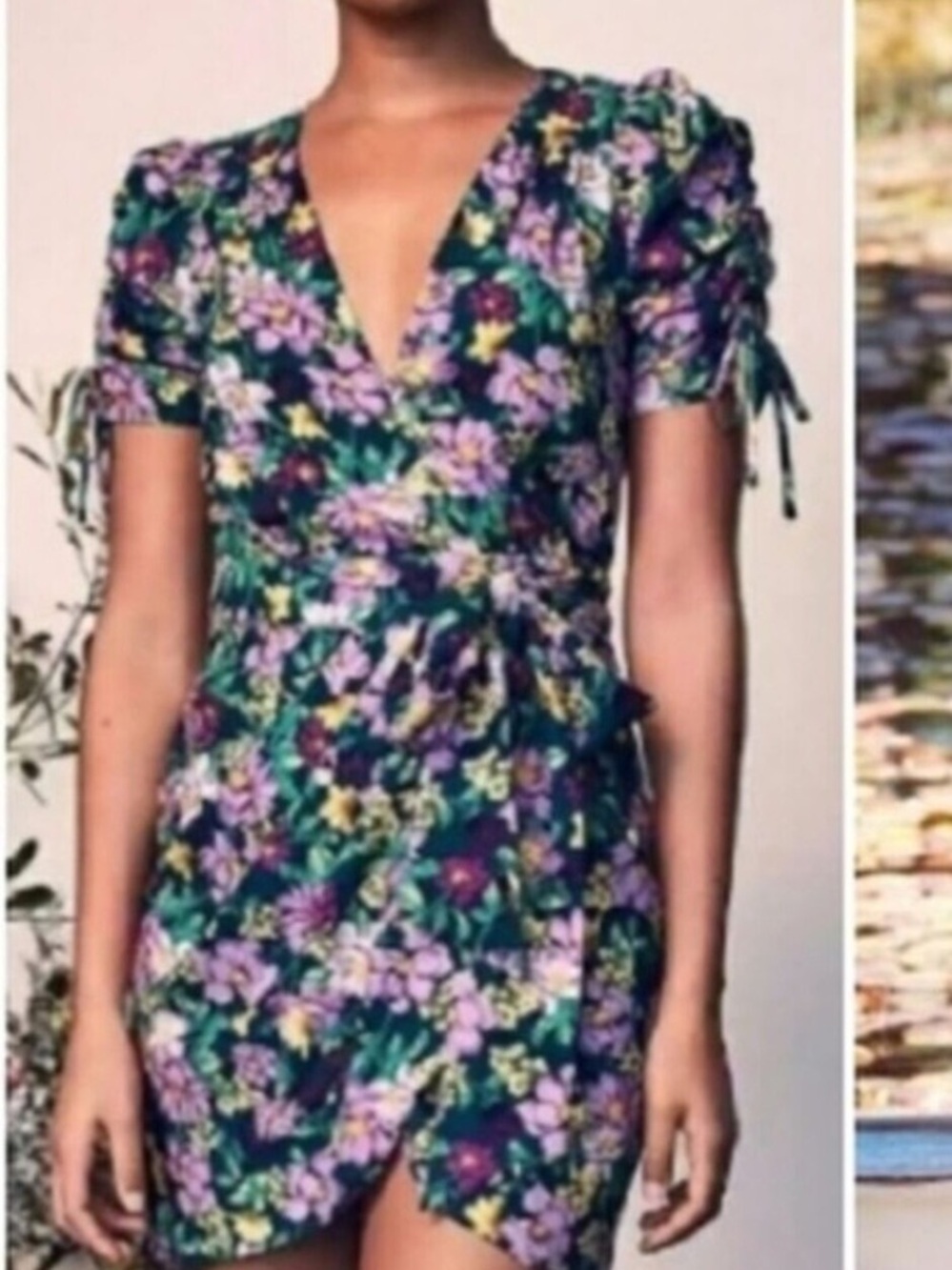 Happy Nature floral purple wrap dress Size XL